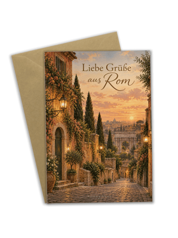 Grußkarte Straße romantisch Design mit Spruch in Weiß
