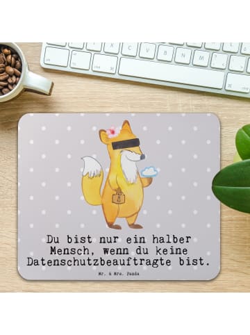 Mr. & Mrs. Panda Mauspad Datenschutzbeauftragte Herz mit Spruch in Grau Pastell