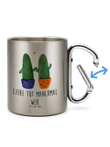 Mr. & Mrs. Panda Tasse Kaktus Liebe mit Spruch in Silber