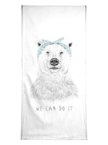 Juniqe Handtuch "We can do it" in Blau & Grau