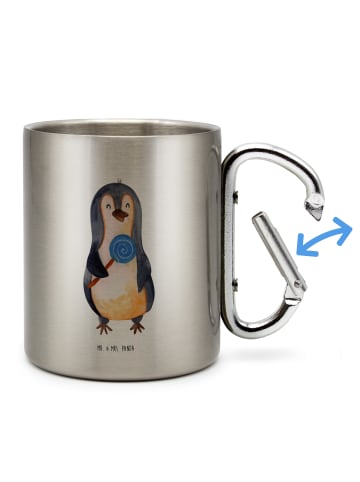 Mr. & Mrs. Panda Karabiner Becher Pinguin Lolli ohne Spruch in Silber