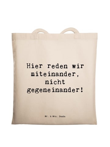 Mr. & Mrs. Panda Tote Bag Spruch Konflikte friedlich lösen mit S... in Creme