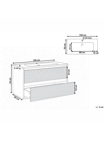 Beliani 2-tlg Badezimmerschrank BAHIA in Grau/Weiß