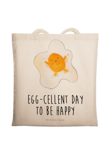 Mr. & Mrs. Panda Einkaufsbeutel Spiegelei Ei mit Spruch in Creme