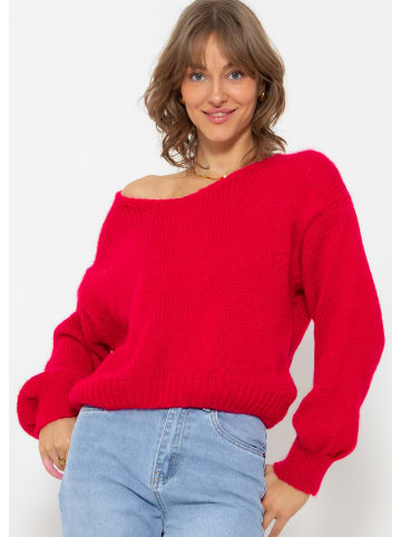 SASSYCLASSY Oversize Strick-Pullover in rot