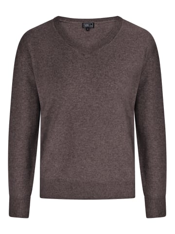 CASH-MERE.CH V-Ausschnitt Pullover in Taupe Melange