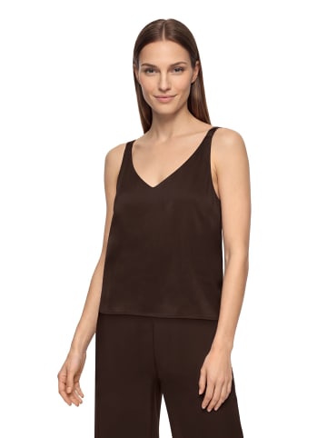 Vera Mont Satin-Bluse mit V-Ausschnitt in rostbraun