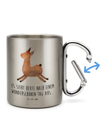 Mr. & Mrs. Panda Kaffeetasse Lama Springen mit Spruch in Silber