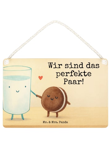 Mr. & Mrs. Panda Schild Milch Keks Design mit Spruch in Weiß