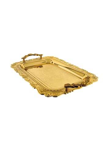 Almina 2er-Set Serviertabletts aus hochwertigem 18/10 Edelstahl in Gold(Motiv6)