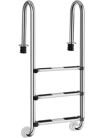 COSTWAY Edelstahl Poolleiter 3 stufig 132 x 50 x 26 cm in Silber