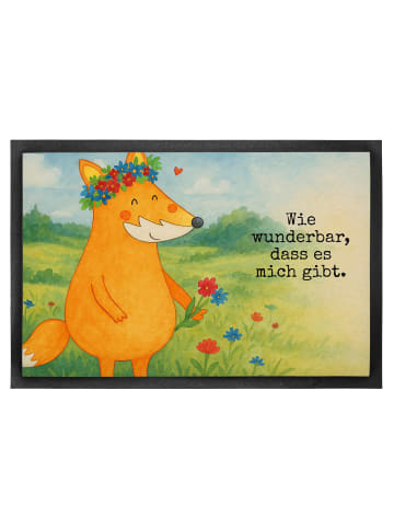 Mr. & Mrs. Panda Schuhabstreifer Fuchs Blumen Design mit Spruch in Weiß