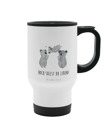 Mr. & Mrs. Panda Kaffeebecher Koalas Feiern mit Spruch in Weiß