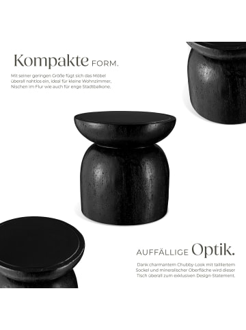 tectake Runder Ablagetisch, wetterfest, Magnesiumoxid, Chubby-Design, Ø 40 cm