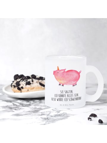 Mr. & Mrs. Panda Teetasse Einhorn Schwein mit Spruch in Transparent