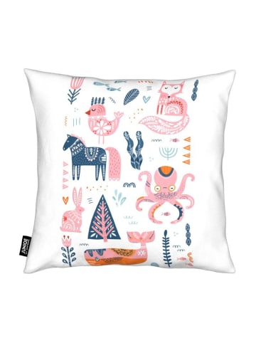 Juniqe Kissen "Patchwork Animals" in Rosa & Weiß