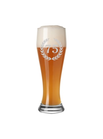 LUXENTU Weizenbierglas mit Gravur 75. Jubiläum 0,5 l transparent in transparent