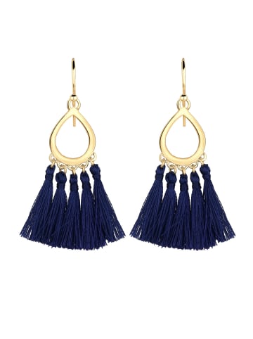 Elli Ohrringe 925 Sterling Silber Boho, Tassel in Dunkelblau