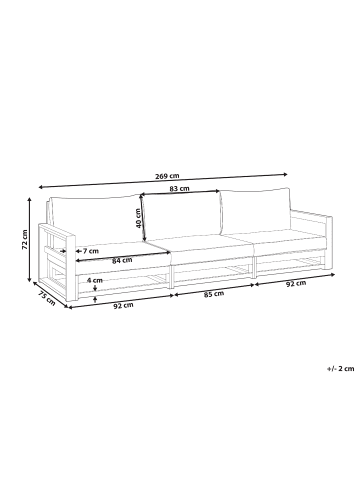 Beliani Gartensofa TIMOR in Braun/Grau/Beige - (W) 269 x (H) 72 x (L) 75 cm