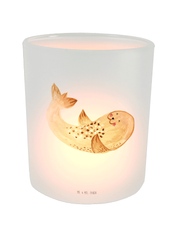 Mr. & Mrs. Panda Windlicht aus Glas Robbe Liegen ohne Spruch in Transparent
