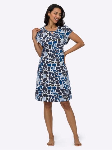Sieh an! Sommerkleid in champagner-marine-bedruckt