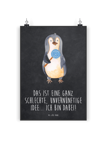 Mr. & Mrs. Panda Bild Pinguin Lolli mit Spruch in Kreidetafel