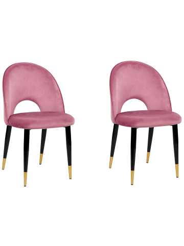 Beliani 2er-Set Esszimmerstuhl MAGALIA in Rosa/Schwarz/Gold