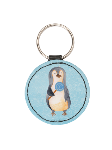 Mr. & Mrs. Panda Rund Schlüsselanhänger Pinguin Lolli ohne Spruch in Eisblau
