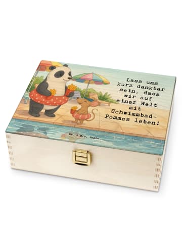 Mr. & Mrs. Panda Teedose Panda Schwimmbad Pommes Design mit Spruch in Weiß