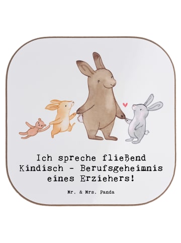 Mr. & Mrs. Panda Getränkeuntersetzer Erzieher Kindisch mit Spruch in Weiß