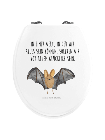 Mr. & Mrs. Panda mdf wc sitz Fledermaus Flügel mit Spruch in Weiß