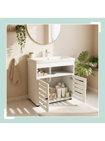 relaxdays Waschbeckenunterschrank in Weiß - (B)60 x (H)63 x (T)30 cm