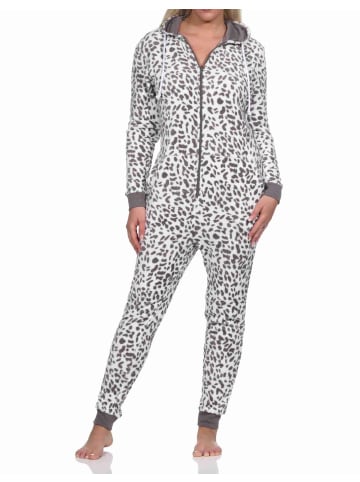 NORMANN Schlafanzug Eteiler Jumpsuit Overall Coralfleece Animal Look - 76717 in braun