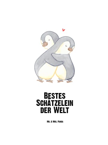Mr. & Mrs. Panda Trinkflasche Pinguin Bestes Schätzelein der Wel... in Weiß