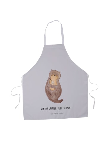 Mr. & Mrs. Panda Schürze Otter Muschel mit Spruch in Grau Pastell