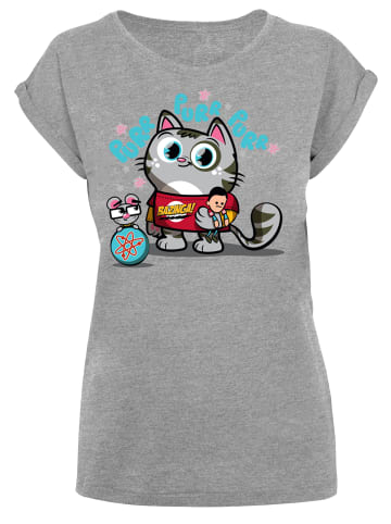 F4NT4STIC T-Shirt Big Bang Theory Bazinga Kitty in grau meliert