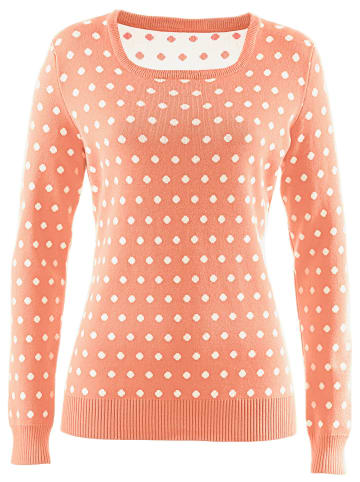 WITT WEIDEN Strickpullover in apricot-weiß-getupft