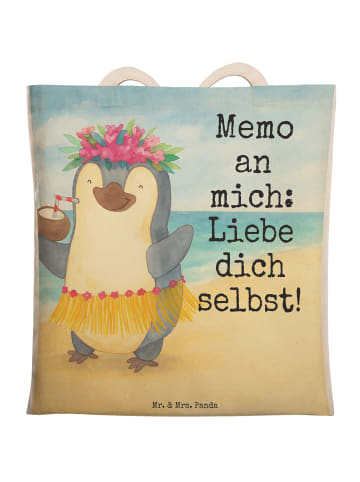 Mr. & Mrs. Panda Tote Bag Pinguin Kokosnuss Design mit Spruch in Weiß