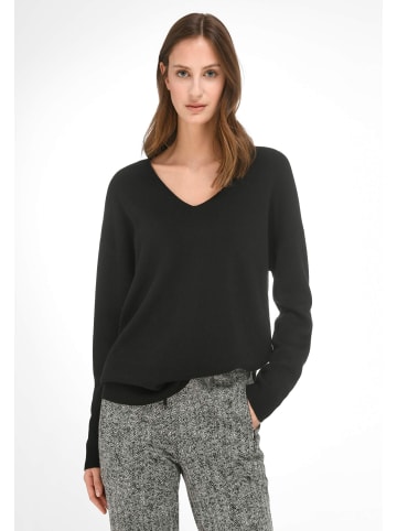 PETER HAHN Strick-V-Pullover viscose in SCHWARZ/GRAU