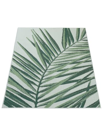KADIMA DESIGN Outdoor Teppich Palmen Balkon, Terrasse schmutzabweisend in Grün