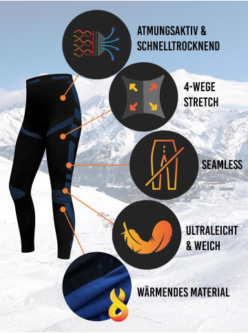 normani 2 x Lange Unterhosen Ski- und Thermounterwäsche in Schwarz/Blau