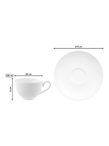 Villeroy & Boch Kaffeetassen mit Untertassen Royal 200 ml in weiß