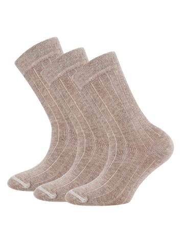 ewers 3er-Set Socken Rippe in dunkel beige meliert