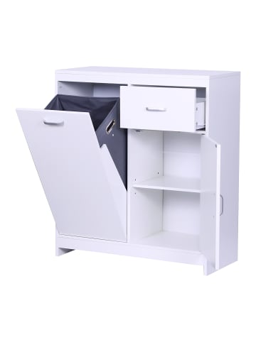 relaxdays Wäscheschrank in Weiß - (B)80 x (H)90 x (T)35 cm