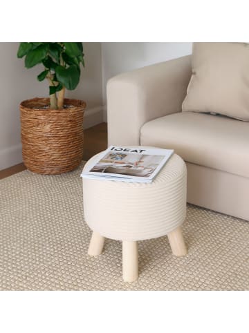 relaxdays Hocker in Beige/ Natur - (H)30 x Ø 30 cm