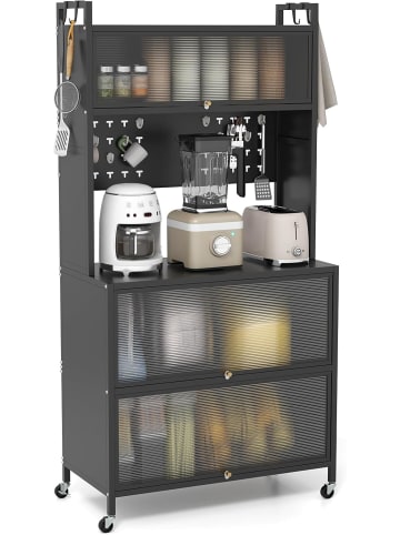 COSTWAY Küchenschrank 80 x 40 x 160 cm in Schwarz