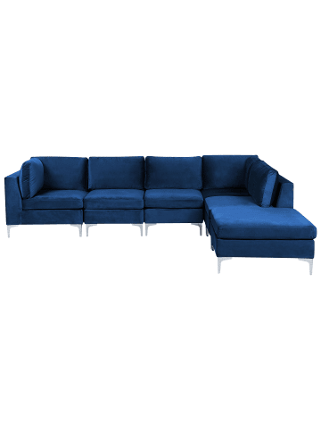 Beliani 6-tlg Modulsofa EVJA in Blau linksseitig
