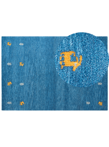 Beliani Kurzflor CALTI in Blau/Gelb/Grau - (W) 160 x (L) 230 cm