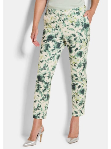 GOLDNER Jerseyhose mit floralem Design in salbei / weiß / gemustert