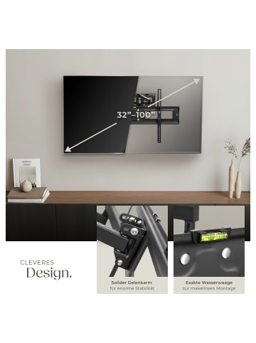tectake Fernseherhalterung für 32-100 Zoll (81-254 cm), max. VESA 600 x 400